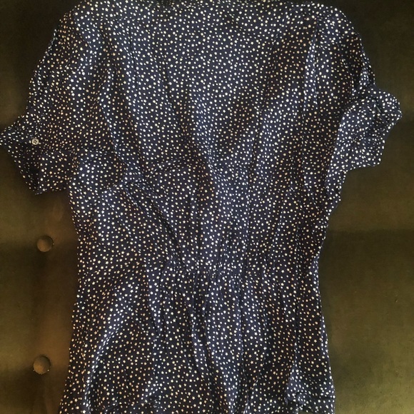 J.Crew Blue Button-up Peplum Star Print Top - Picture 4 of 5